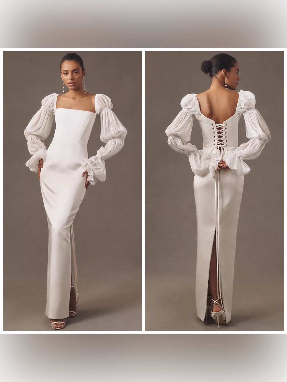 Bronx & Banco Florentina Long Sleeve Blanc Gown White Ivory Size 2